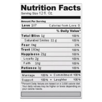 Wedding or Anniversary Sweet Funny Nutrition Label Custom Stationery