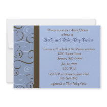 Wedding or Shower Invitation in Blue and Brown