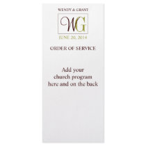 Wedding Order of Service Monogram Logo Full Color Rack Card