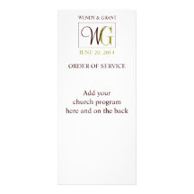 Wedding Order of Service Monogram Logo Full Color Rack Card