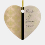Wedding Ornament Favor Gold Peachy Pink Damask