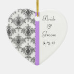 Wedding Ornament Favor Lavender Black White Damask
