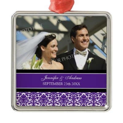 Wedding Ornament Favor Plum Black Damask