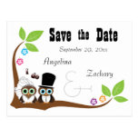 Wedding Owl Bride And Groom Save The Date Post Card