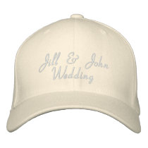 Wedding Party Bride & Groom Names White Hat embroidered hats