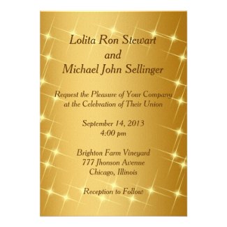 Wedding Party Gold Invitation Card