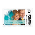 Wedding Peacock feathers photo stamps stamps