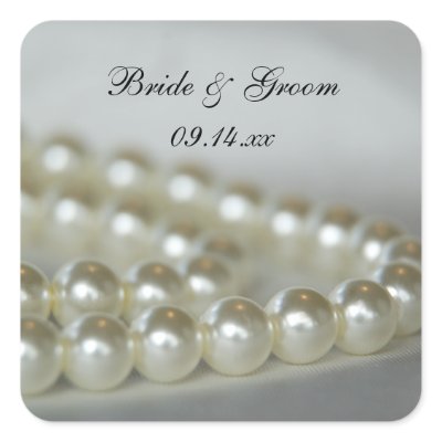 Wedding Pearls Envelope Seals Square Sticker