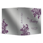 Wedding Photo Album Leaf Sparkle Purple Silver binders