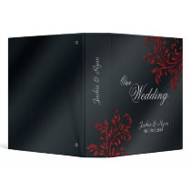 Wedding Photo Album Leaf Sparkle Red Black Binders