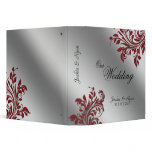 Wedding Photo Album Leaf Sparkle Red Silver binders
