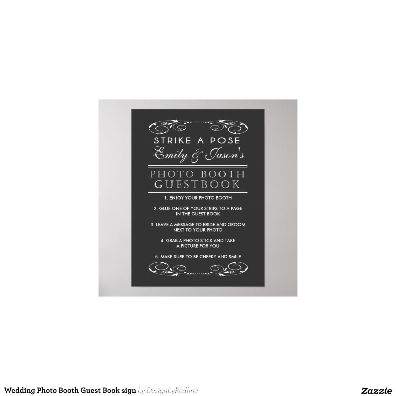 Wedding Photo Booth Guest Book sign Poster Zazzle