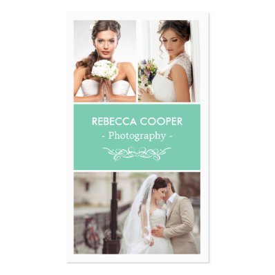 Wedding Photo Collage Elegant Clean Photography Business Card