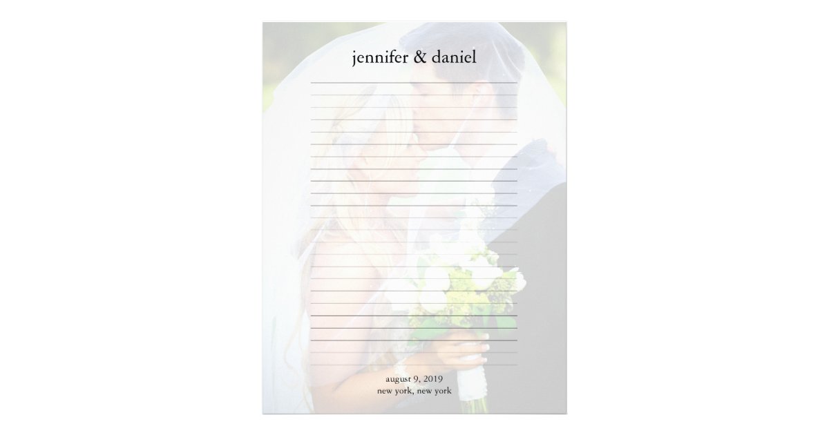 Wedding Photo Guest Book Lined Pages Letterhead Zazzle