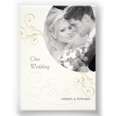 Wedding Photo Invitations - Elegant Vintage Ivory