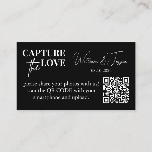 Wedding Photo Sharing Capture The Love Qr Code Enc Enclosure Card Zazzle