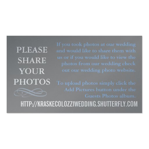 Wedding Photo Sharing Card Business Cards (back side)