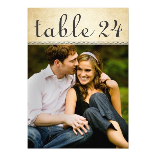 Wedding Photo Table Number Cards | Rustic Charm (front side)