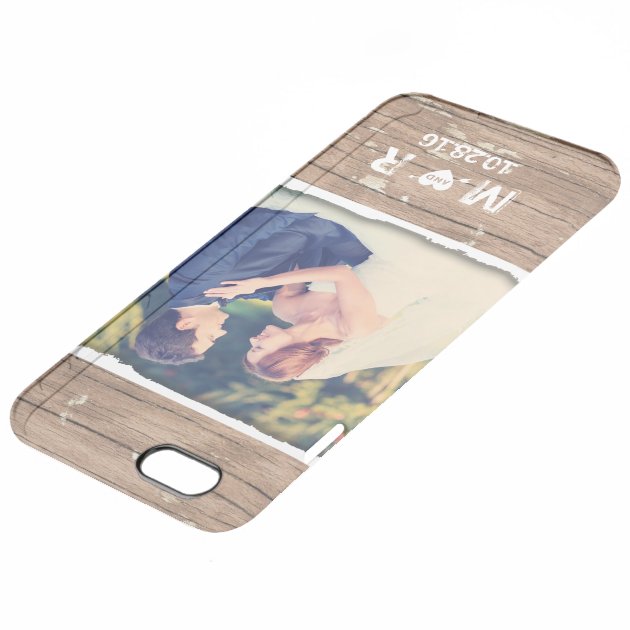 Wedding Photo Wood Rustic Country Monogram Uncommon Clearlyâ„¢ Deflector iPhone 6 Plus Case-3