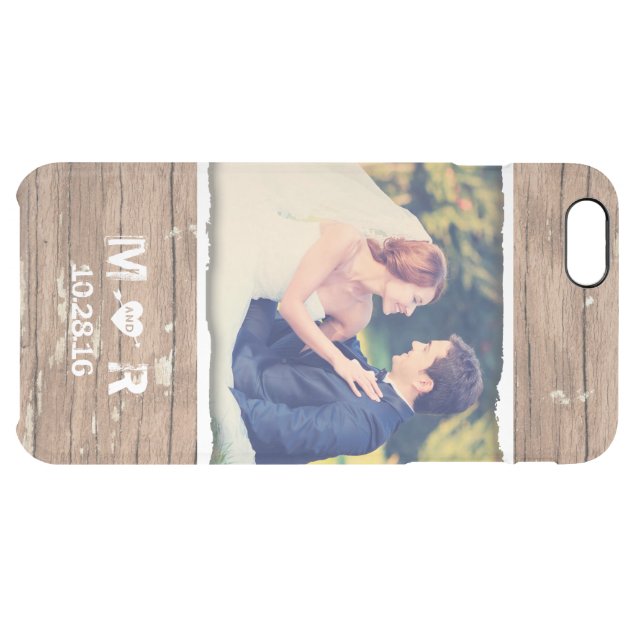 Wedding Photo Wood Rustic Country Monogram Uncommon Clearlyâ„¢ Deflector iPhone 6 Plus Case-5