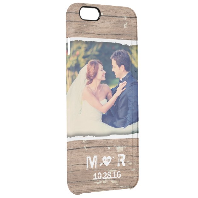 Wedding Photo Wood Rustic Country Monogram Uncommon Clearlyâ„¢ Deflector iPhone 6 Plus Case-2