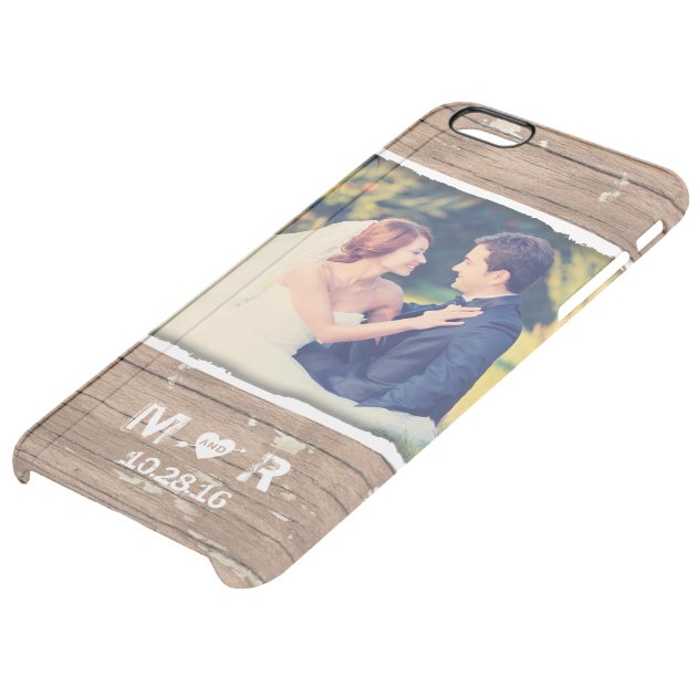 Wedding Photo Wood Rustic Country Monogram Uncommon Clearlyâ„¢ Deflector iPhone 6 Plus Case-4