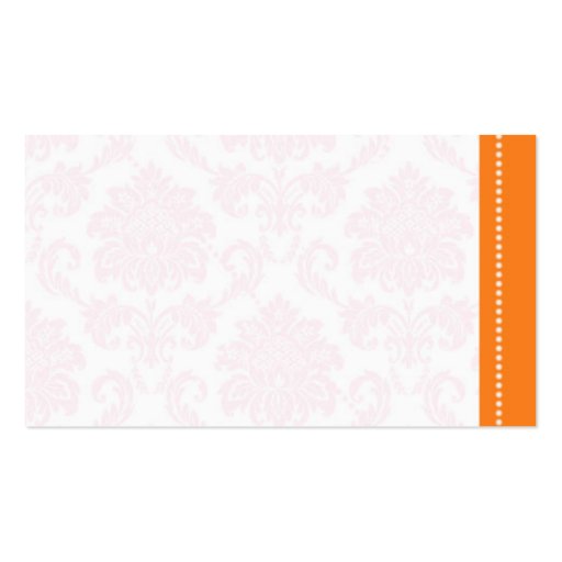 Wedding Pink and Orange Damask Table Place Card Business Card Template (back side)