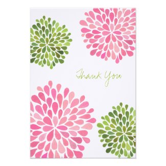 Wedding Pink & Green Thank You Note Linen Cards Custom Invites