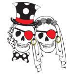 Wedding Pirate Skulls Black on Dark t-shirts