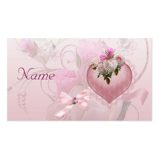 Wedding Place Card Name Pink Floral Remove "Name" Business Card (front side)