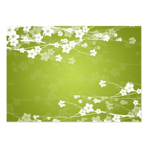 Wedding Placecards Cherry Blossom Lime Green Business Card Template (back side)