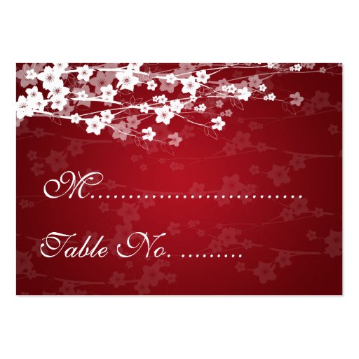 Wedding Placecards Cherry Blossom Red Business Card Template
