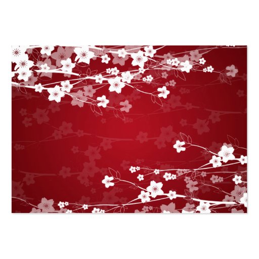 Wedding Placecards Cherry Blossom Red Business Card Template (back side)