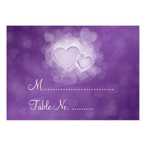 Wedding Placecards Modern Hearts Purple Business Card (front side)