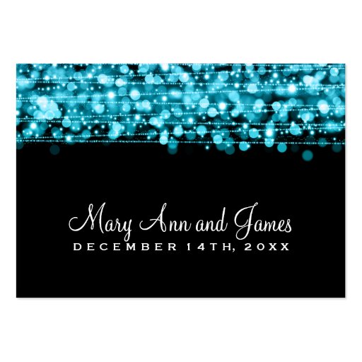 Wedding Placecards Party Sparkles Turquoise Business Card Templates (back side)