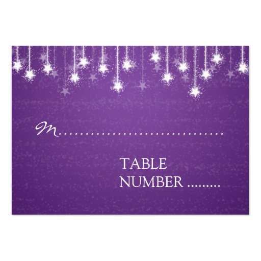 Wedding Placecards Shimmering Stars Purple Business Card Template (front side)