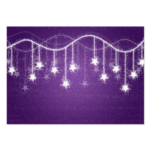 Wedding Placecards Shimmering Stars Purple Business Card Template (back side)