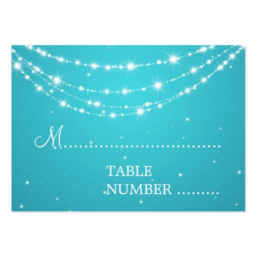 Wedding Placecards Sparkling Chain Blue Business Card Template (front side)