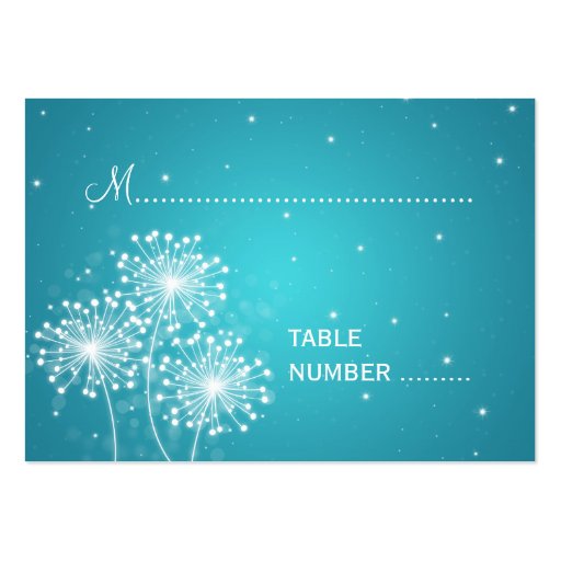 Wedding Placecards Summer Sparkle Turquoise Business Cards (front side)