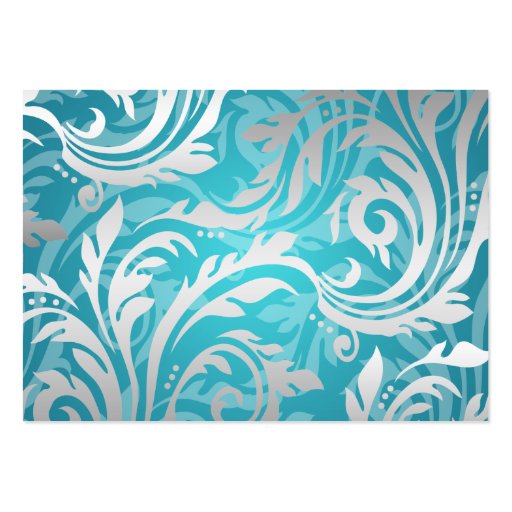 Wedding Placecards Swirly Flourish Aqua Blue Business Card (back side)