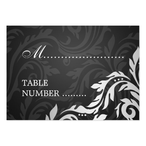 Wedding Placecards Swirly Flourish Black Business Card (front side)