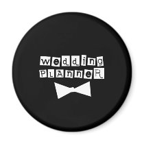 Wedding Planner Bow Tie White on Black magnets