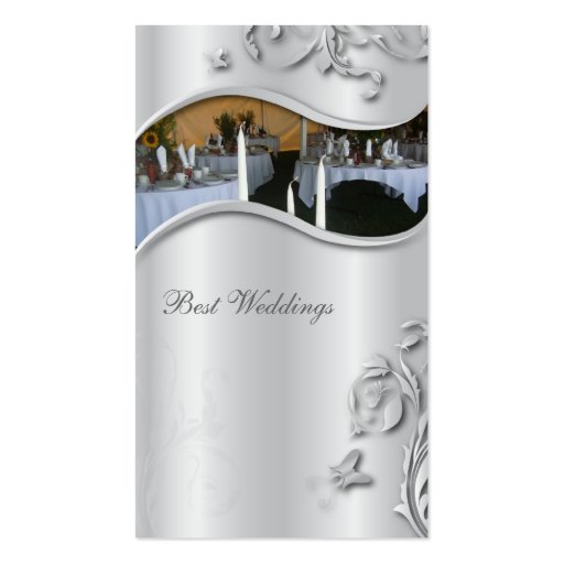 Wedding Planner Elegant Business Card Silver Metal (front side)