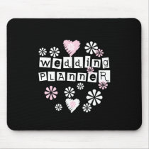 Wedding Planner Flowers White on Black mousepads by weddingsareus Wedding Planner Flowers White on Black mousepads