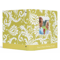 Wedding Planner Gold Lime Damask Engagement Photo binders by samack Wedding Planner Gold Lime Damask Engagement Photo binders