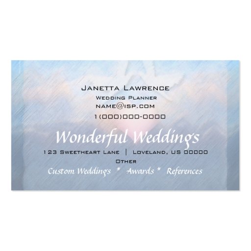 Wedding Planner Heart Doves Business Card (back side)