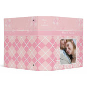 Wedding Planner Pink Argyle Heart Swirl-Your Photo binder