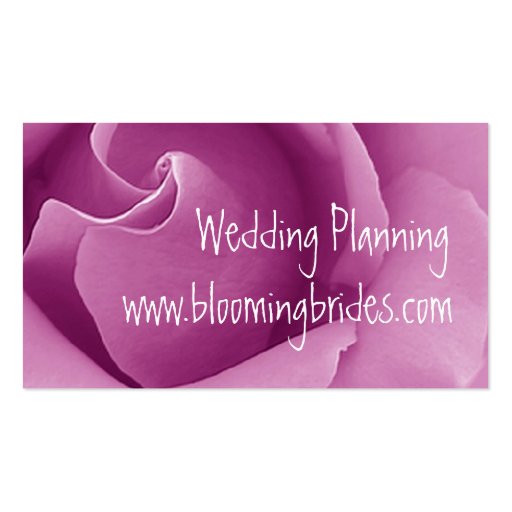 Wedding Planner PINK Rose Business Card Template (back side)
