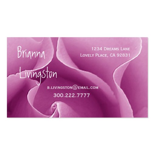 Wedding Planner PINK Rose Business Card Template (front side)