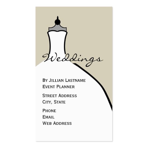 Wedding Planner - Wedding Dress Form Business Card Template (front side)